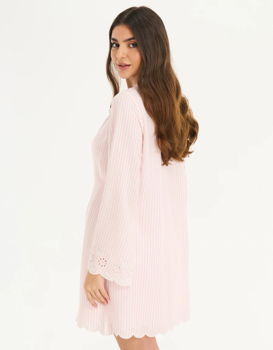 Striped Embroidered Short Robe