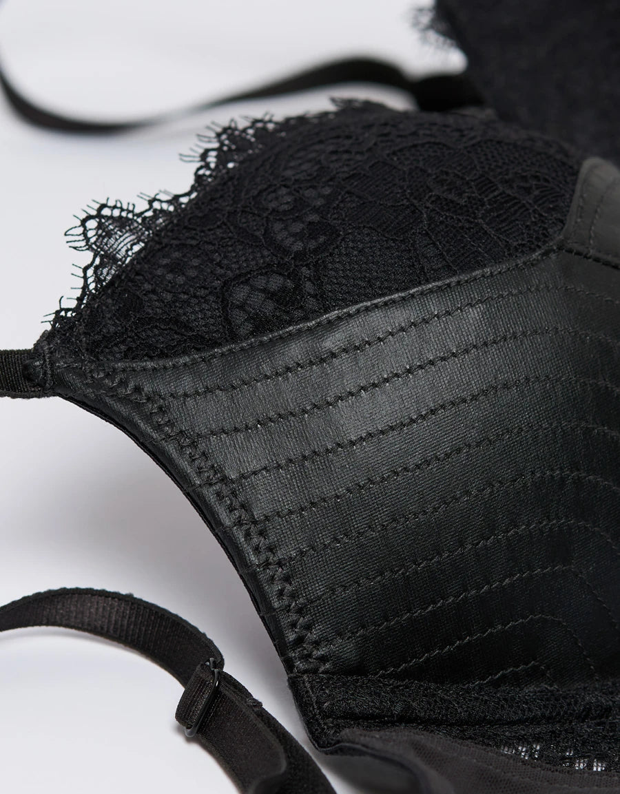 Lace-Trim Double Push-Up Plunge Bra