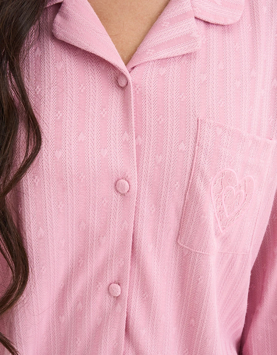 Heart Print Pointelle Pajama Set