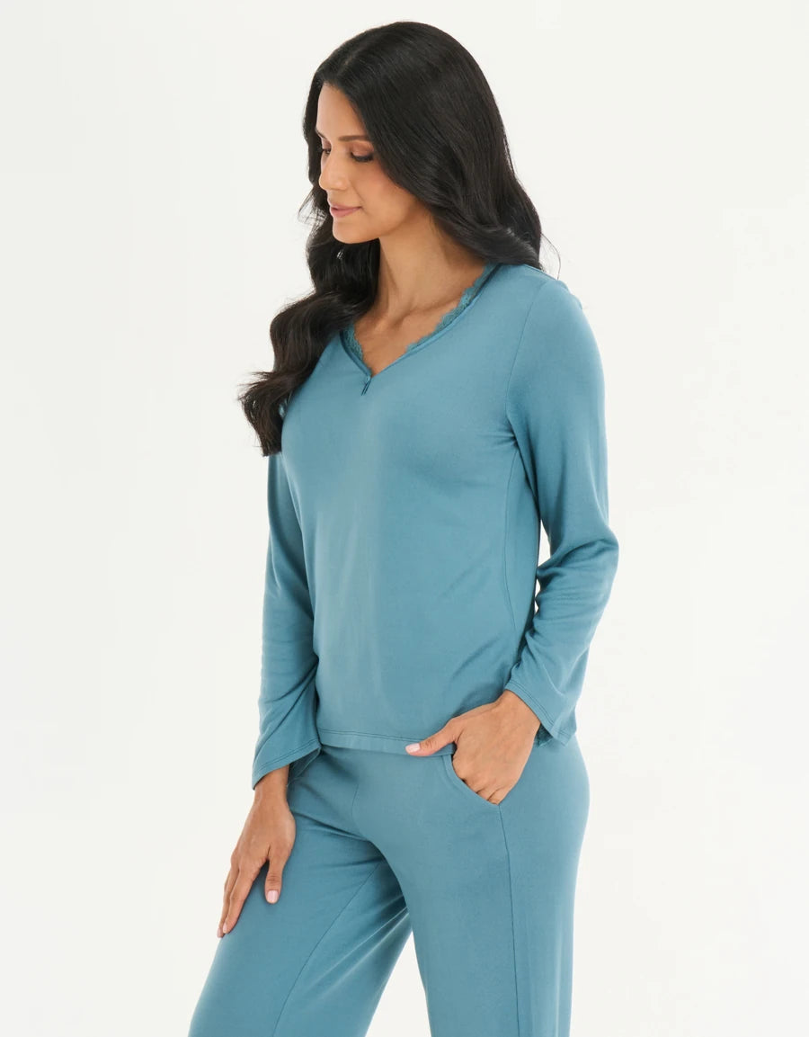 Lace-Trim Jersey Lounge Suit