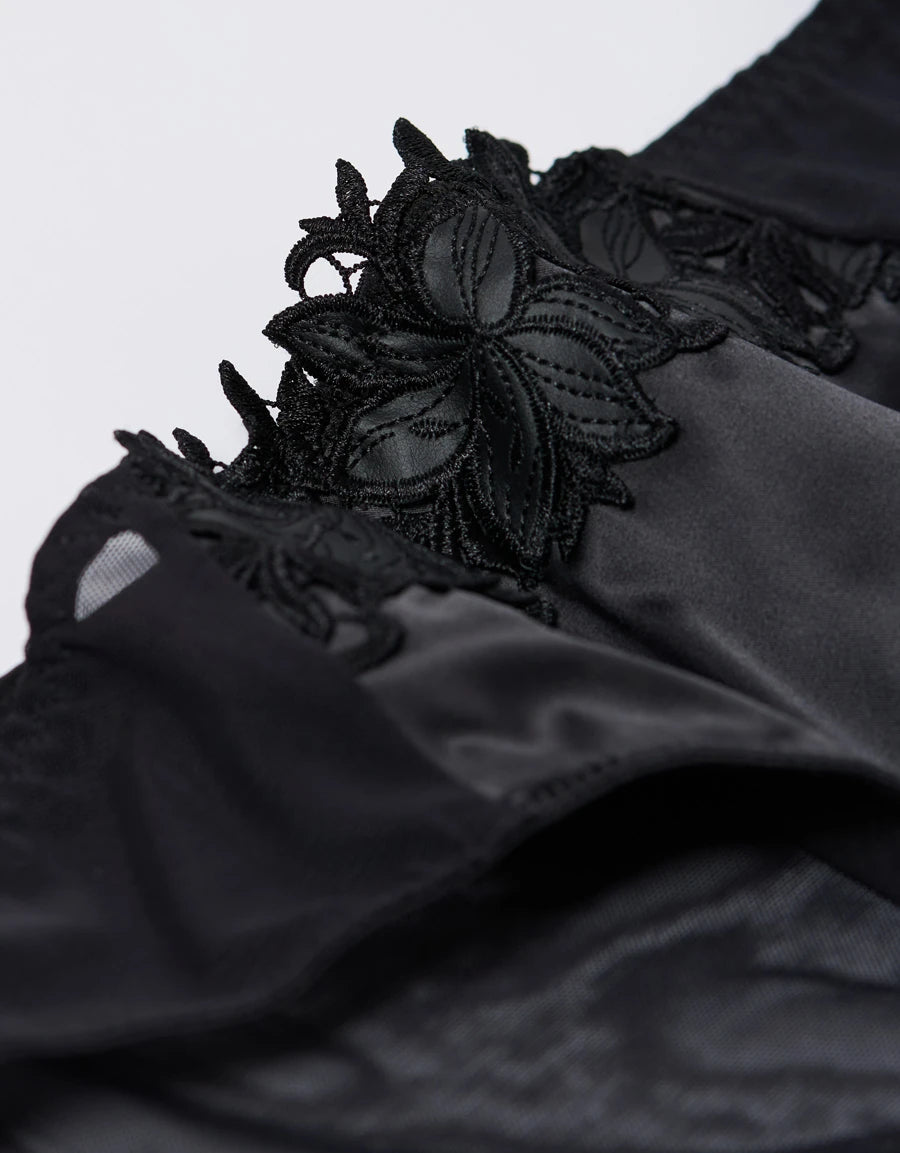 Embroidered Satin Bikini Panty