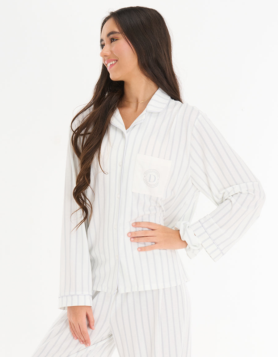 Striped Long Sleeve Pajama Set