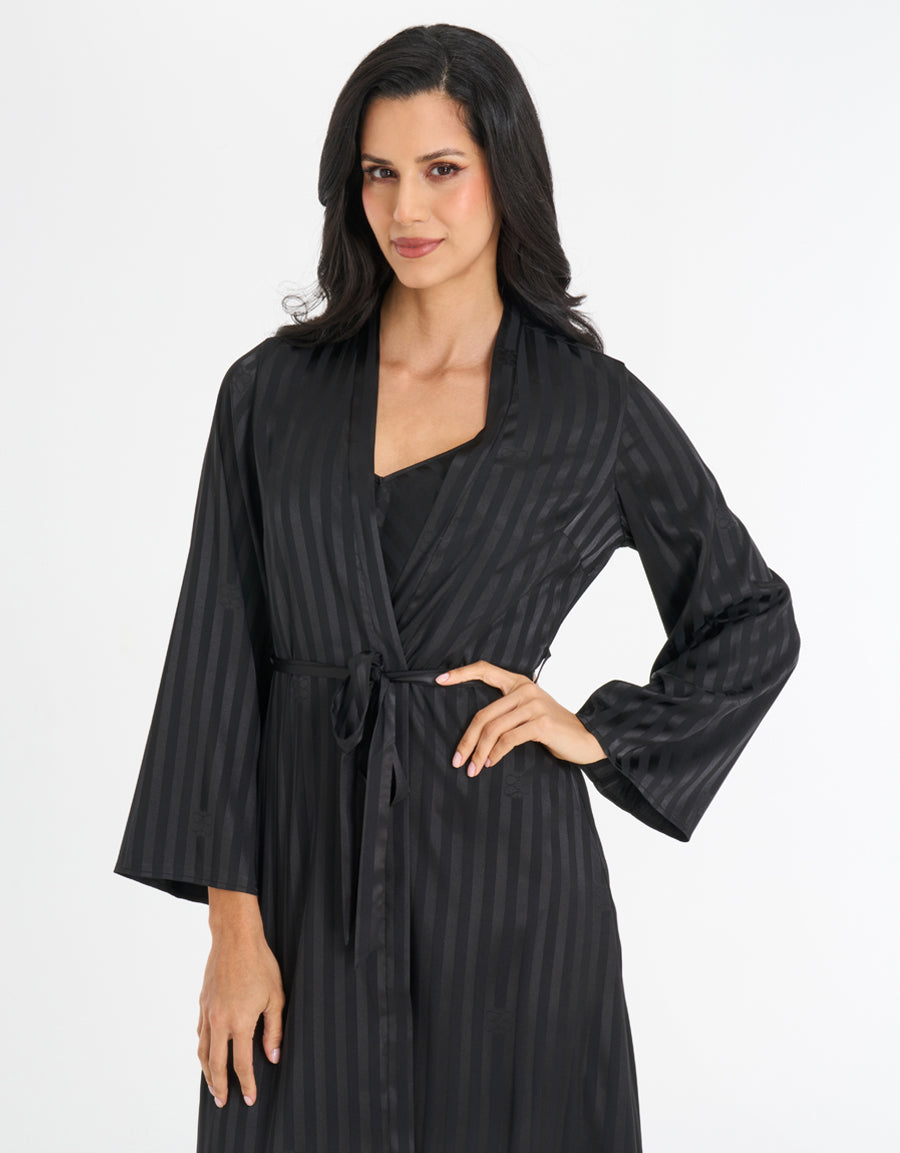 Satin Long Dress and Robe Set