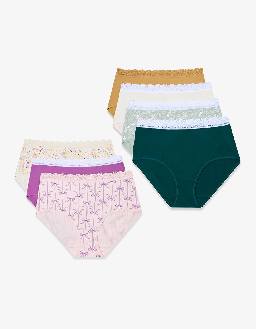 7-Pack Lace-Trim Floral Print Maxi Panties