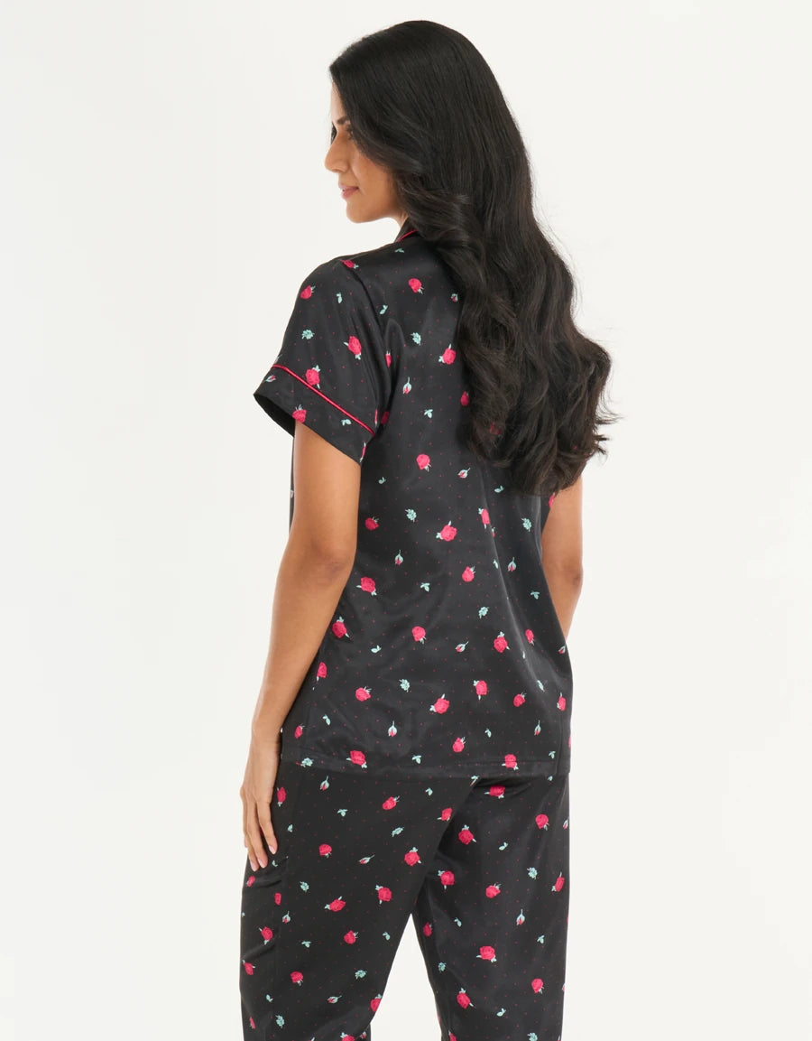 Floral Print Satin Pajama Set
