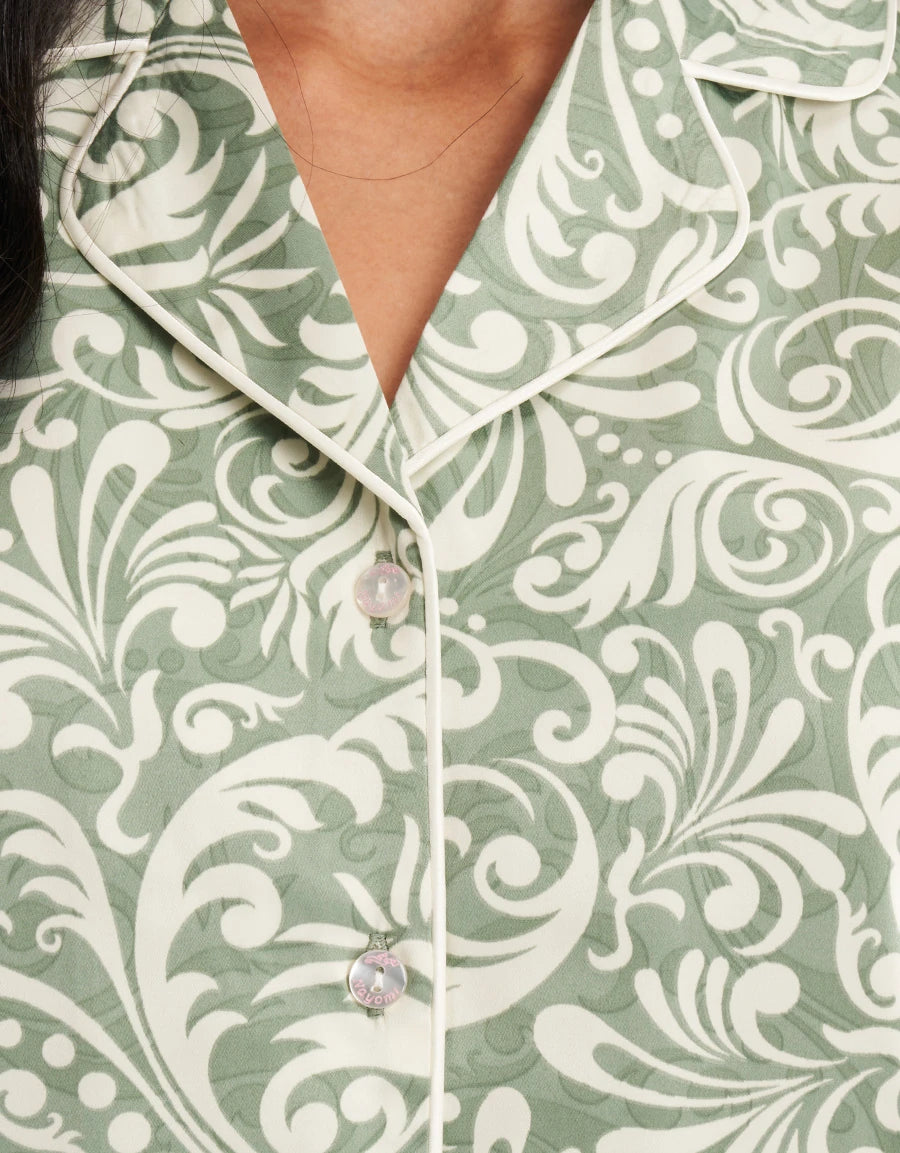 Paisley Print Satin Pajama Set