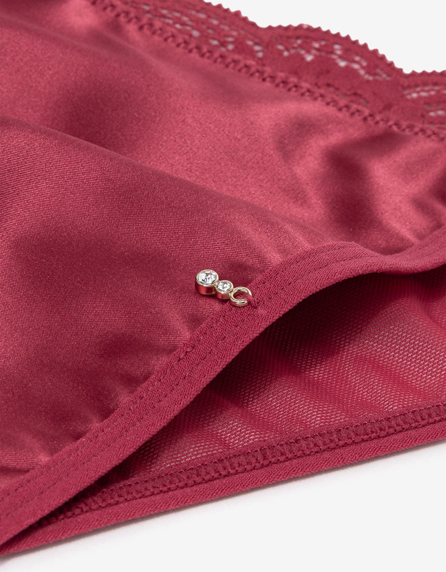 Lace-Trim Satin Tanga Panty