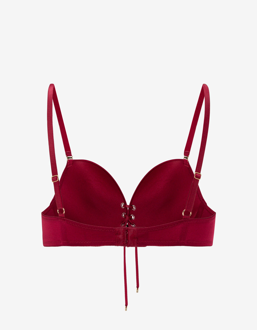 Lace-Up Push Up Plunge Bra
