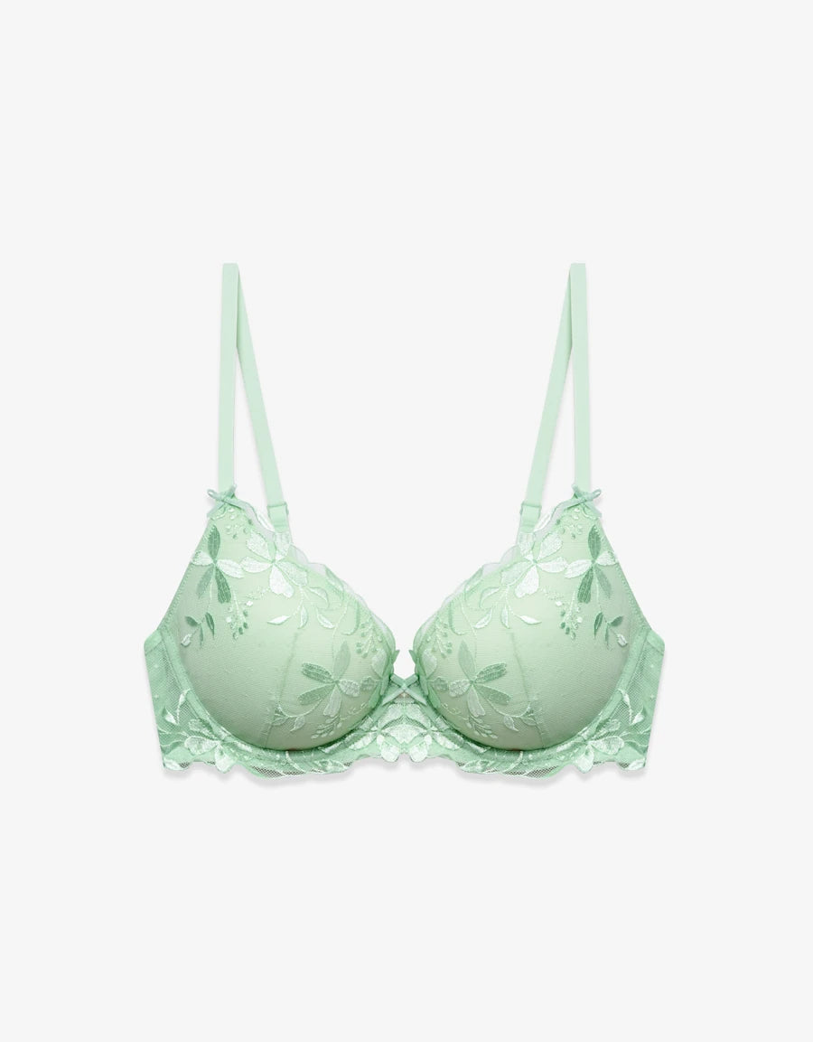 Embroidered Lace Push-Up Balconette Bra