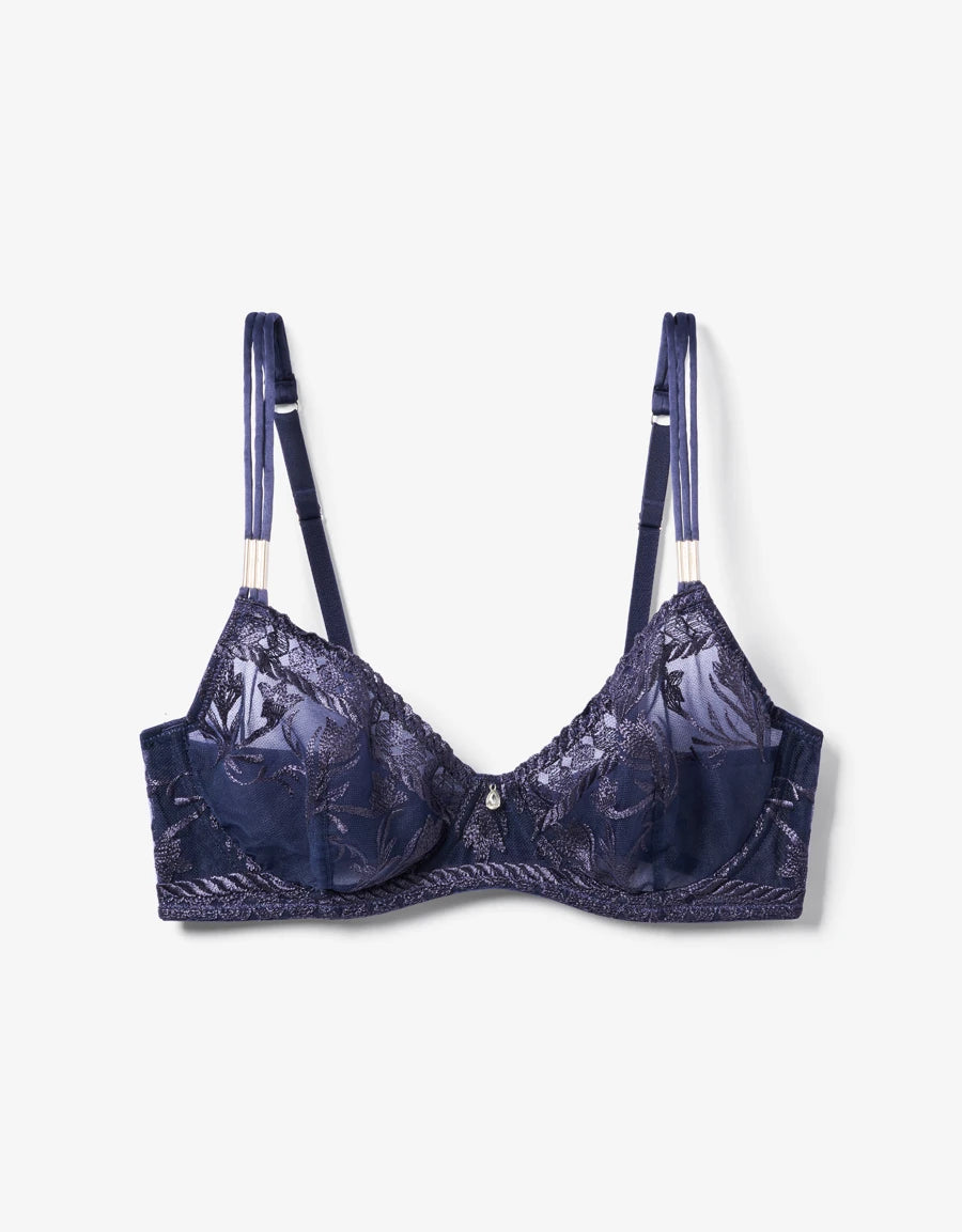 Embroidered Lace Plunge Bra