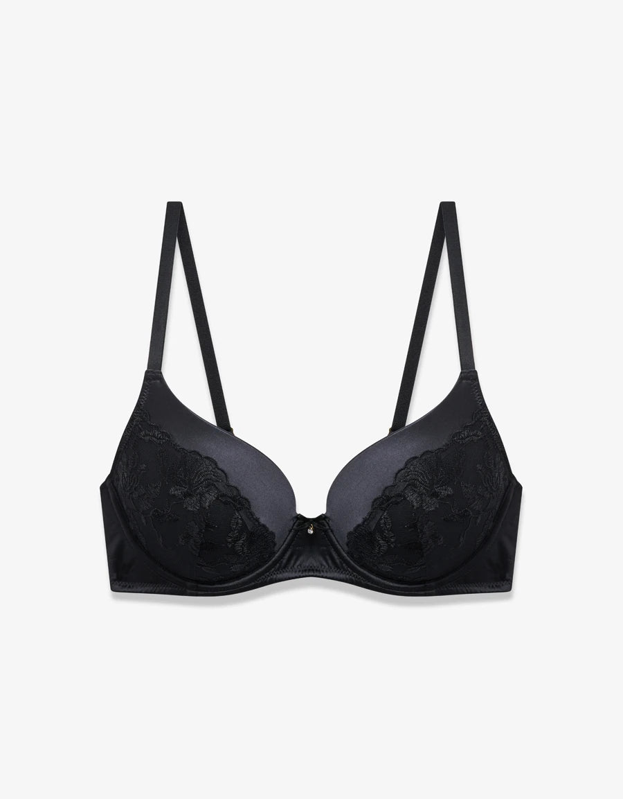 Embroidered Lace Push-Up Plunge Bra