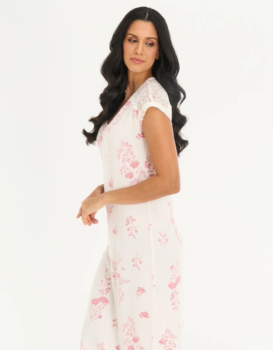 2-Pack Lace-Trim Floral Print Nightdresses