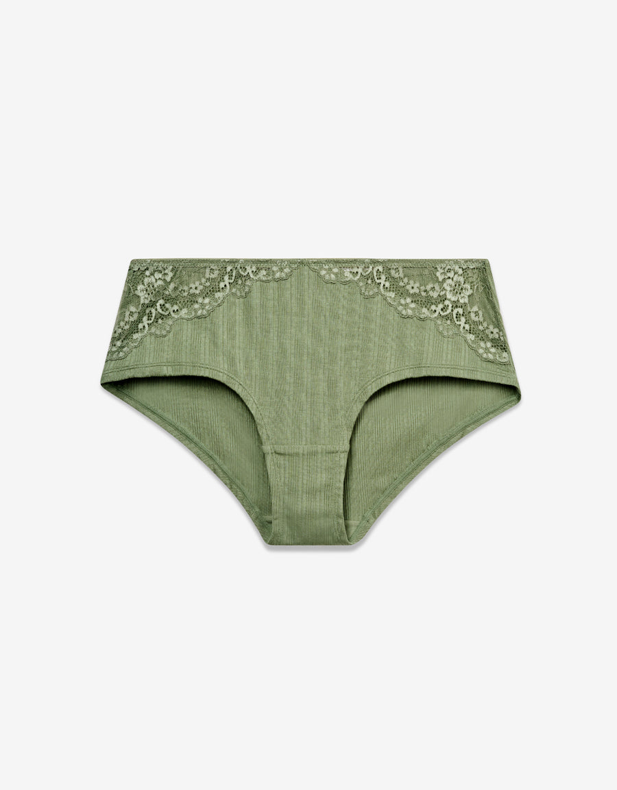 Ribbed Hipster Panty in Green