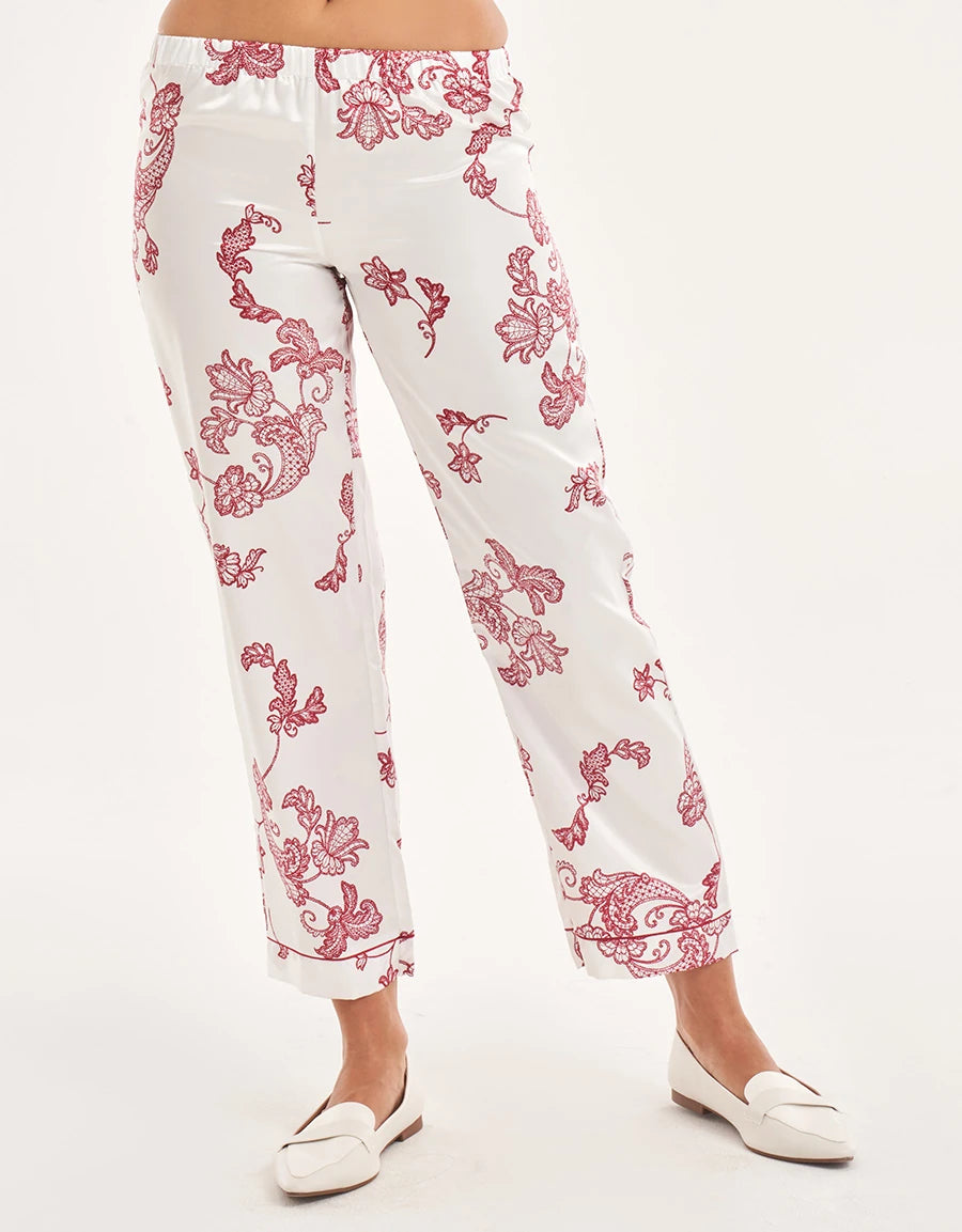 Paisley Print Satin Pajama Set