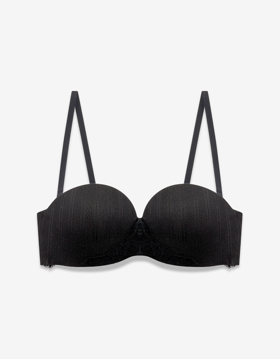 Multiway Ribbed Push Up Bra in Black