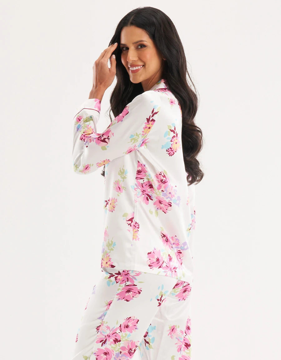 Floral Print Satin Pajama Set