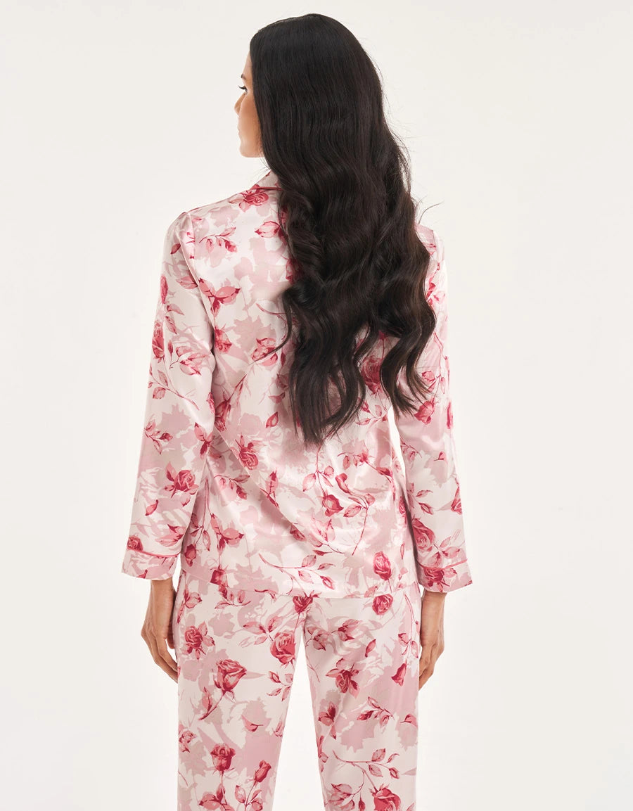 Floral Print Satin Pajama Set