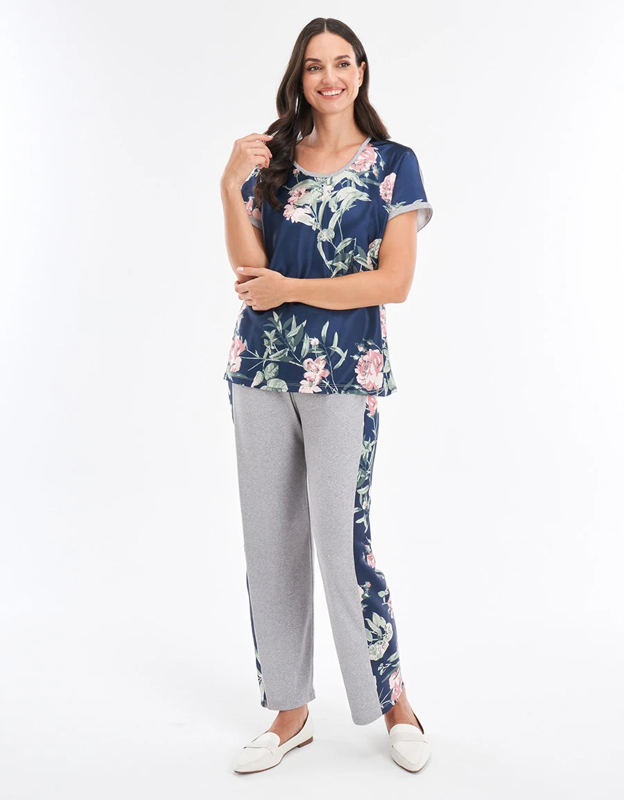 Floral Print Satin Pajama Set