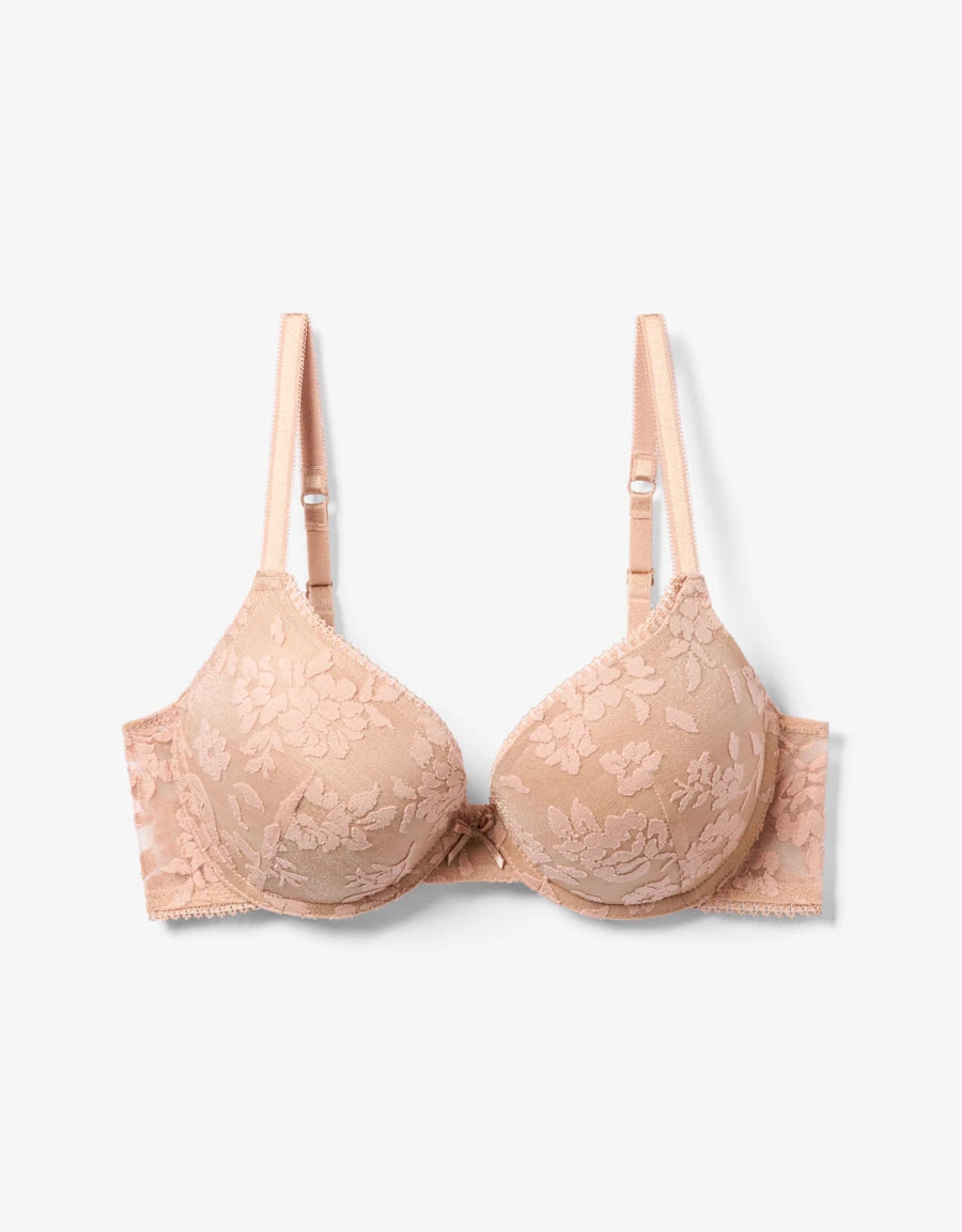 Floral Print Push-Up Plunge Bra