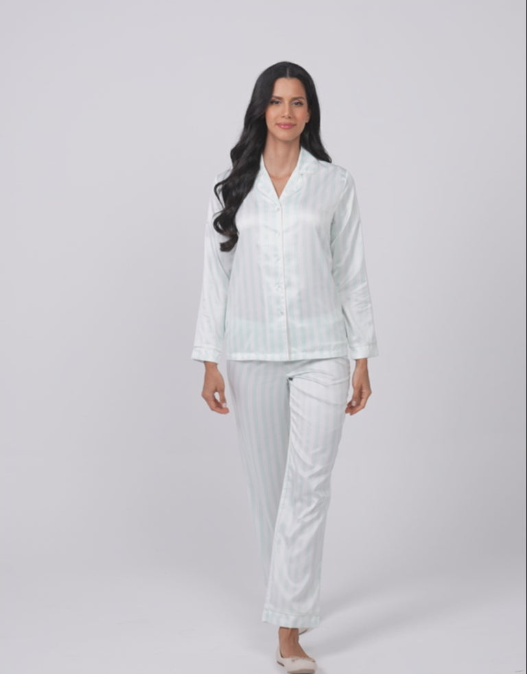 Striped Satin Pajama Set