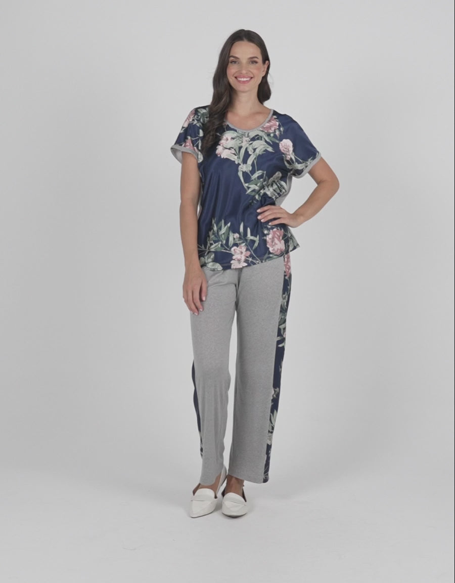 Floral Print Satin Pajama Set