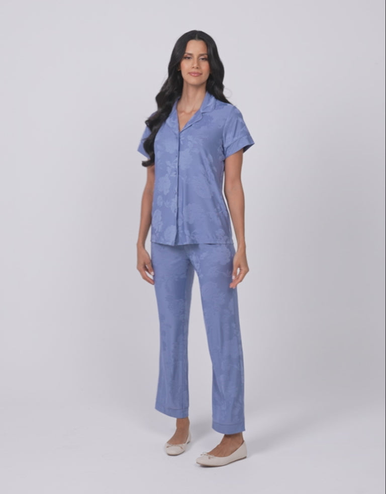 Floral Print Jacquard Pajama Set