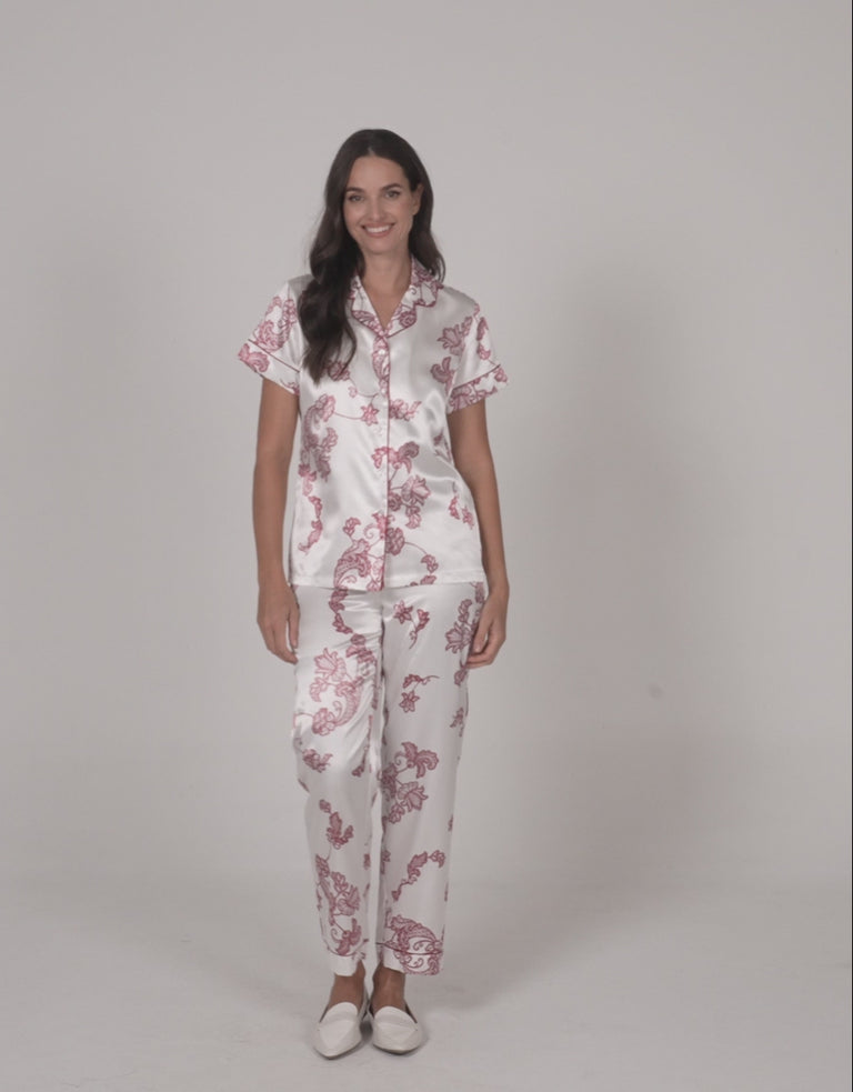 Paisley Print Satin Pajama Set
