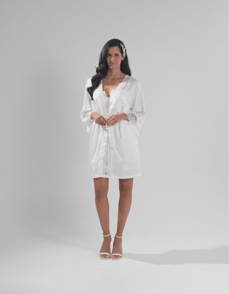 Embroidered Satin Bridal Short Dress Set