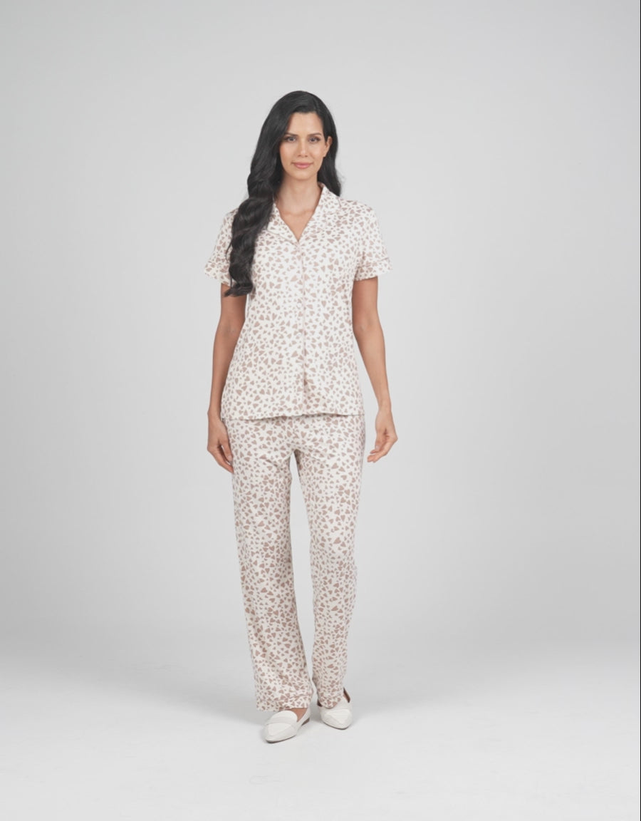 Heart Print Pajama Set