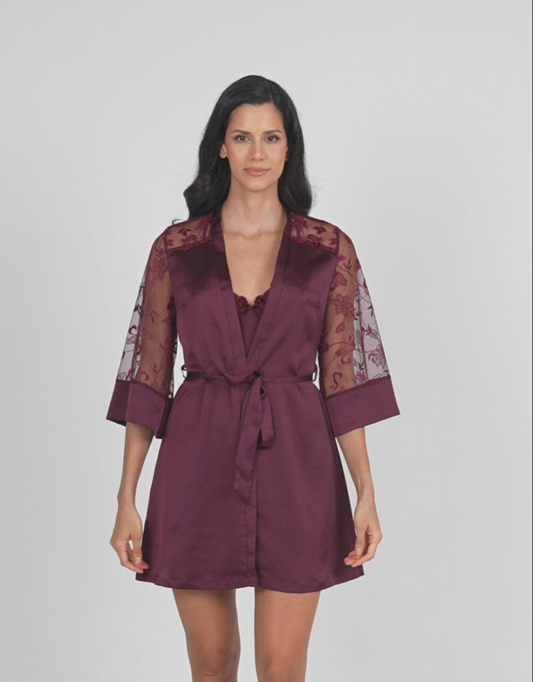 Satin And Embroidery Short Dress