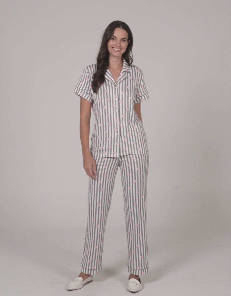 Heart Print Short Pajama Set