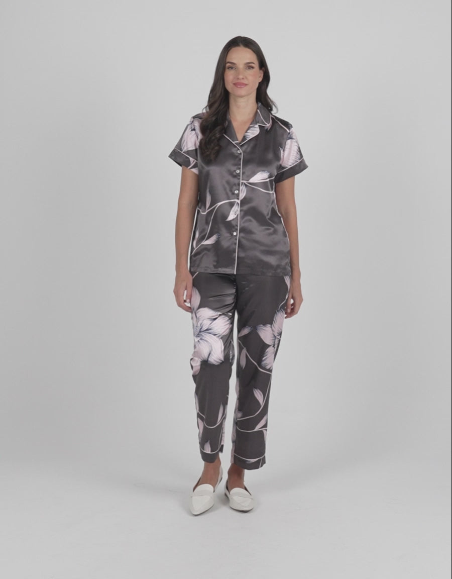 Floral Print Satin Pajama Set