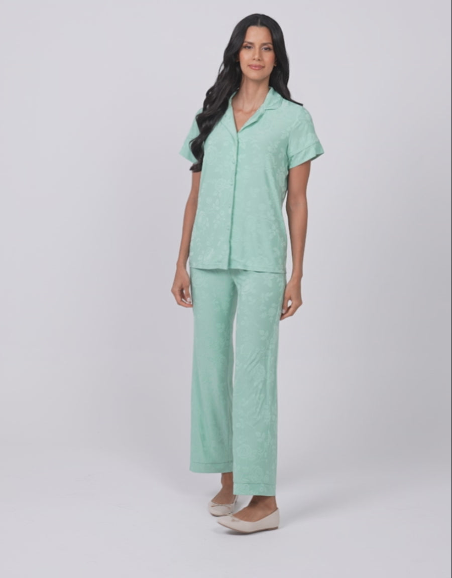 Floral Print Jacquard Pajama Set