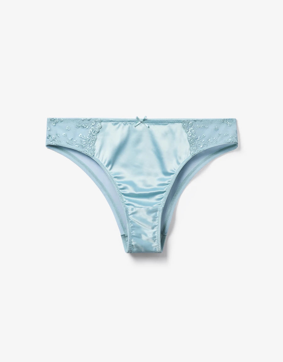 Embroidered Satin Brazilian Panty