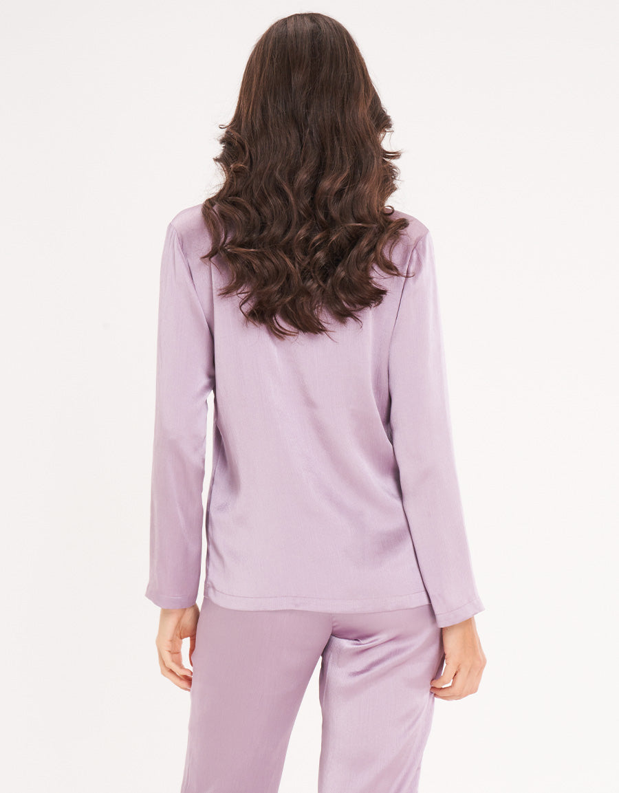 Dusky Purple Short-Sleeve Long Pants Pajama Set