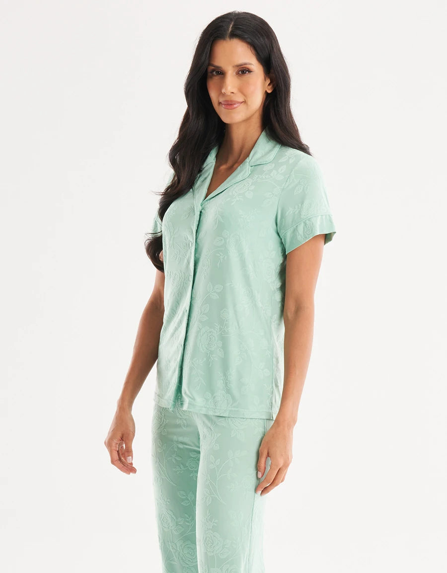 Floral Print Jacquard Pajama Set