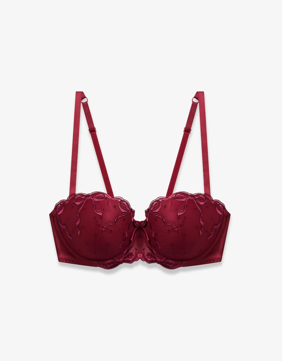Embroidered Push-Up Balconette Bra