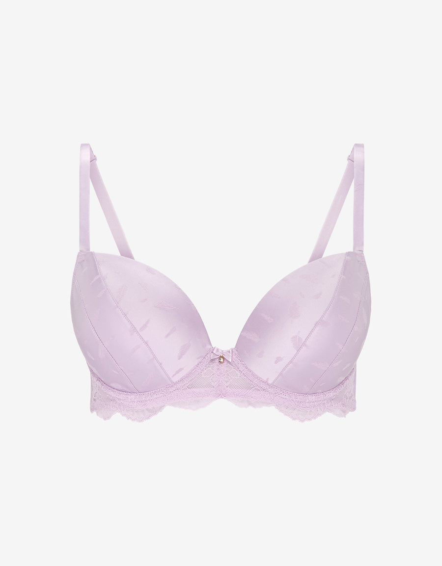 Lace-Trim Satin Balconette Bra