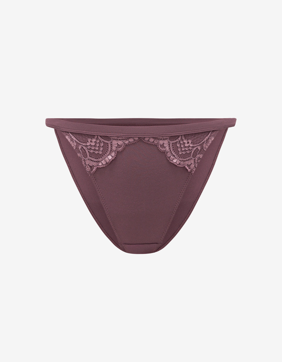 Lace-Trim Microfiber Tanga Panty