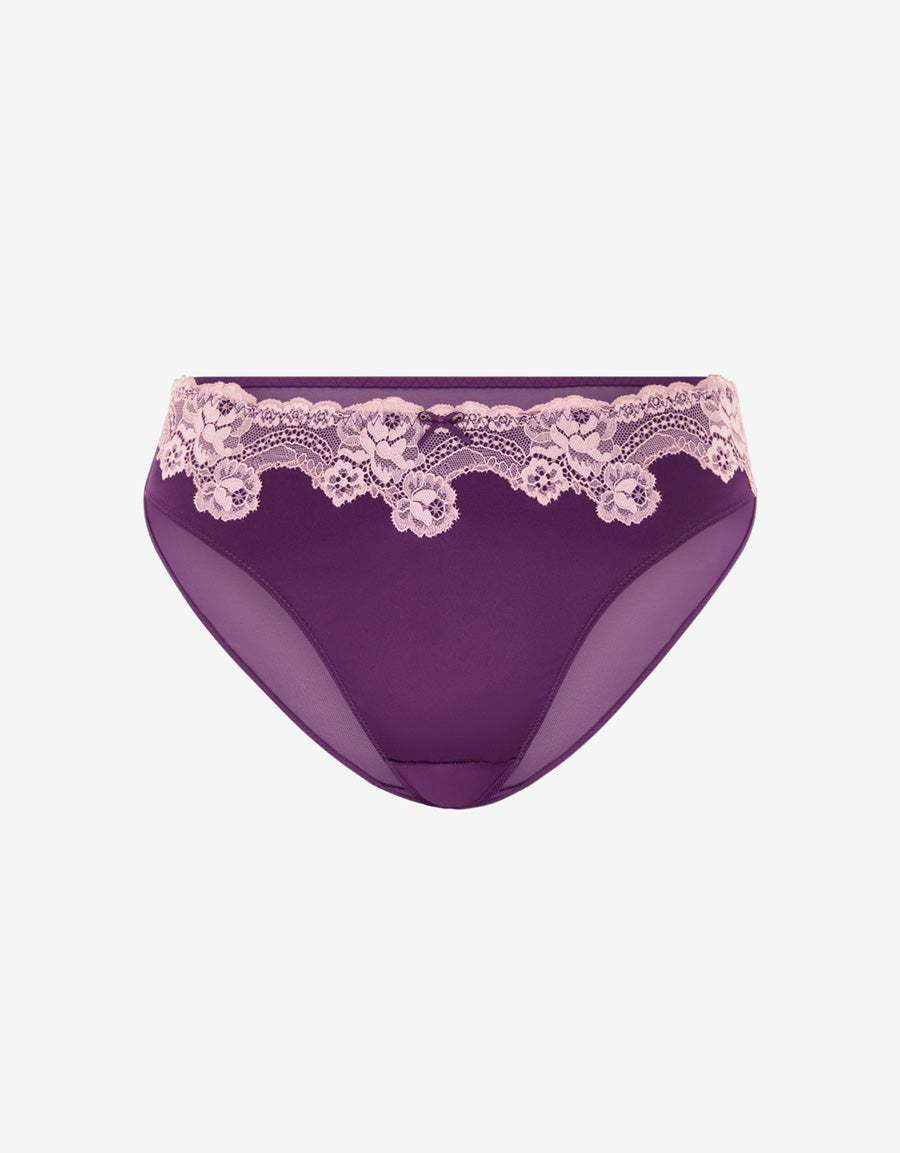 Lace-Trim Satin Bikini Panty
