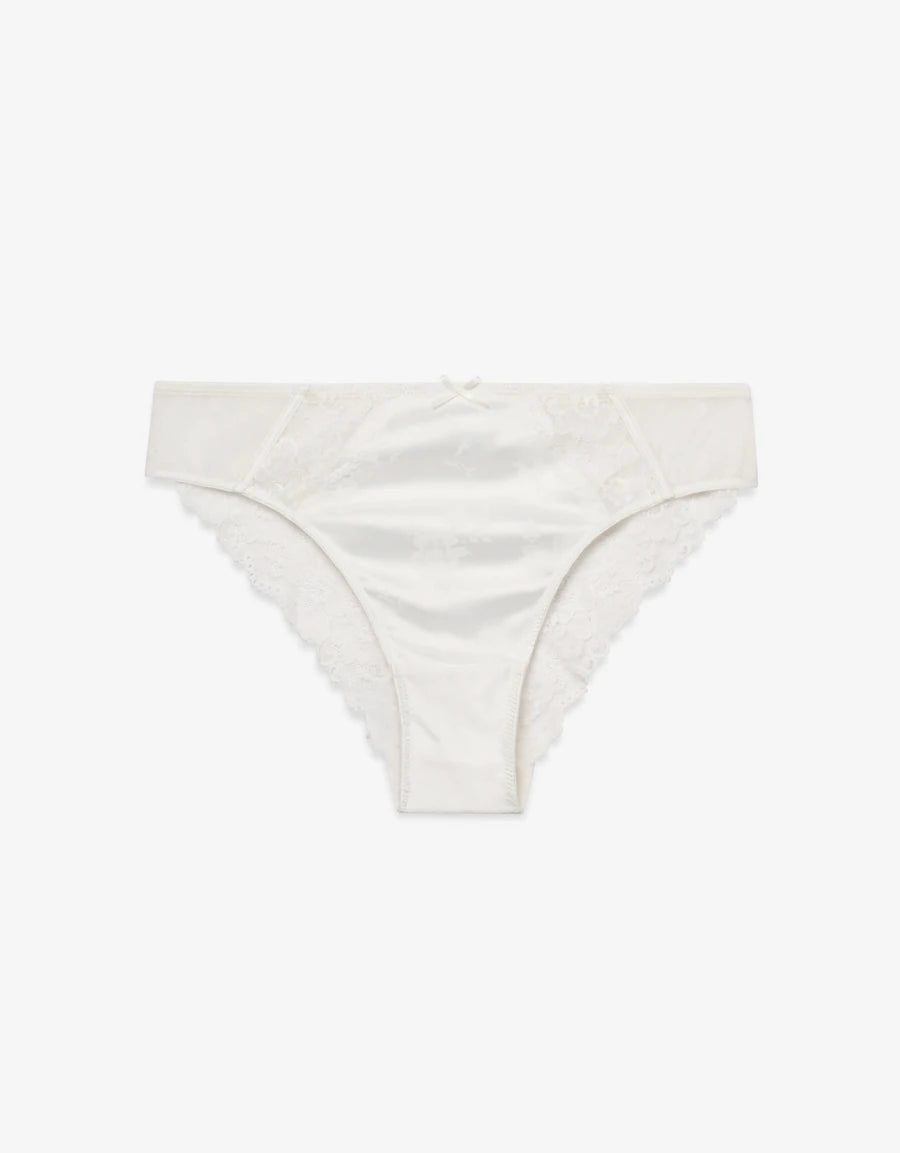 Lace-Trim Satin Bridal Brazilian Panty