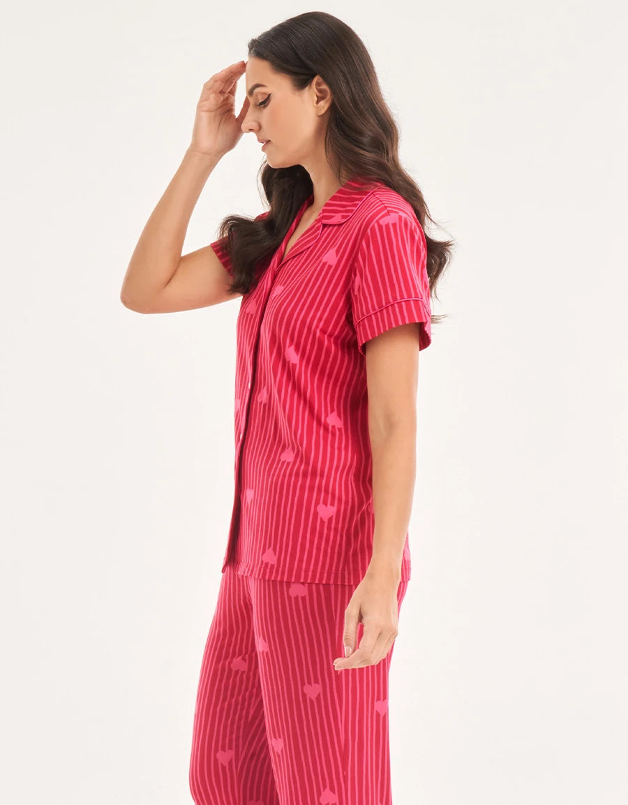 Heart Print Pajama Set