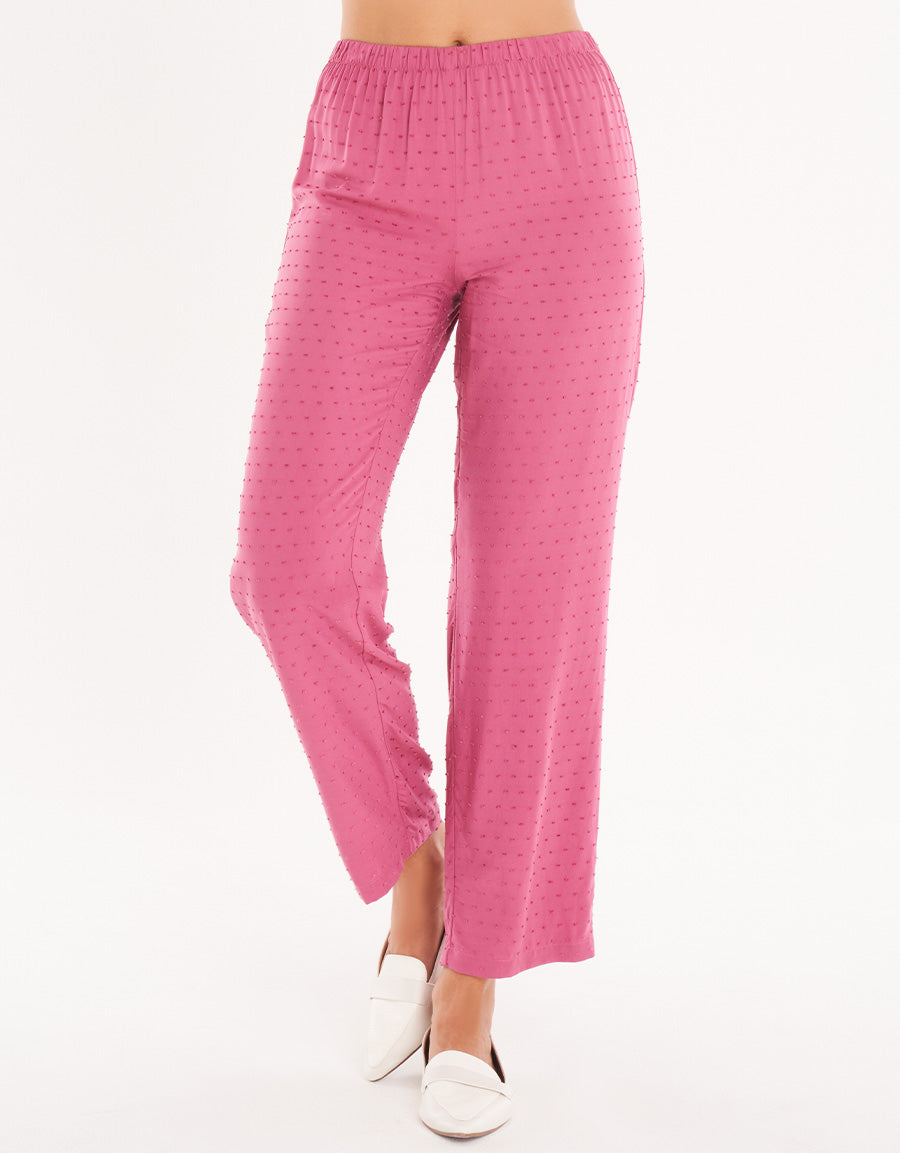Micro-Dot Short-Sleeve Long Pajama Set