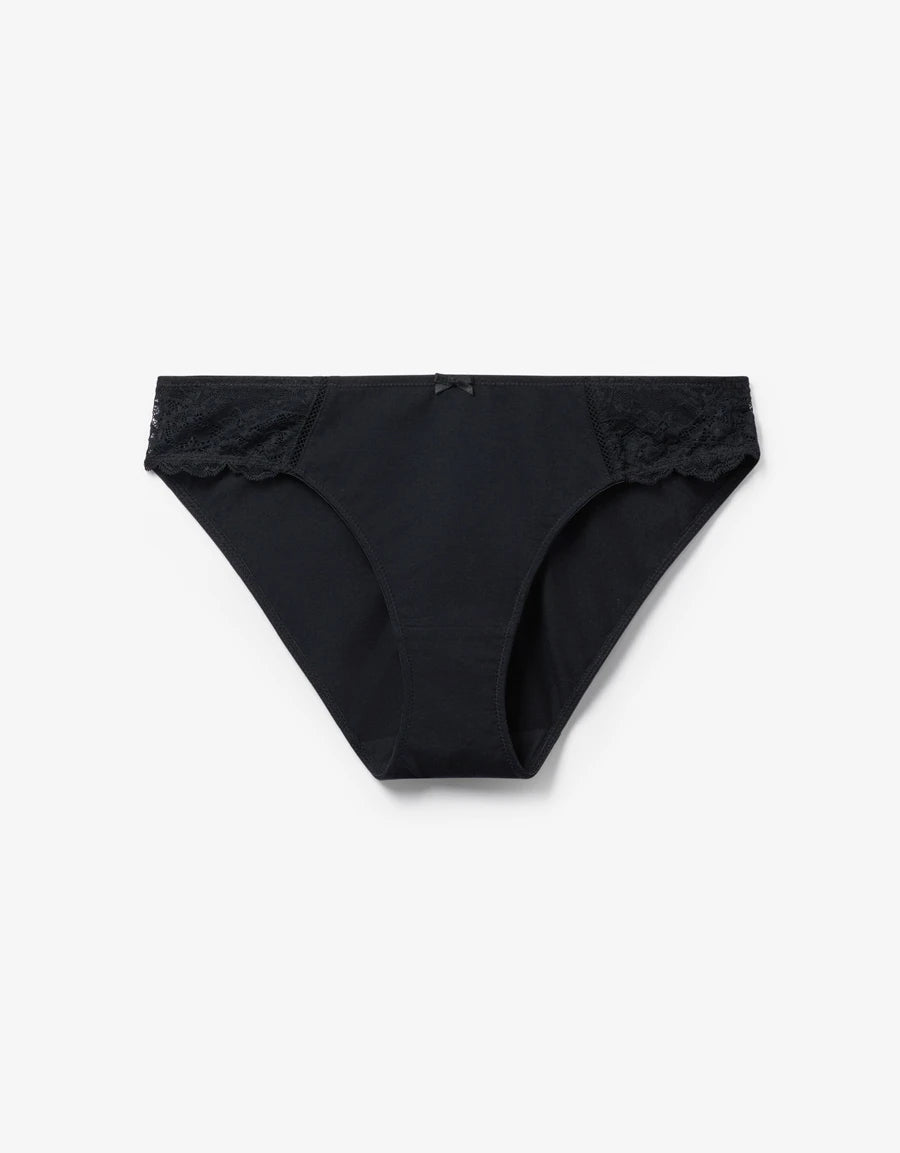 Lace-Trim Cotton Bikini Panty