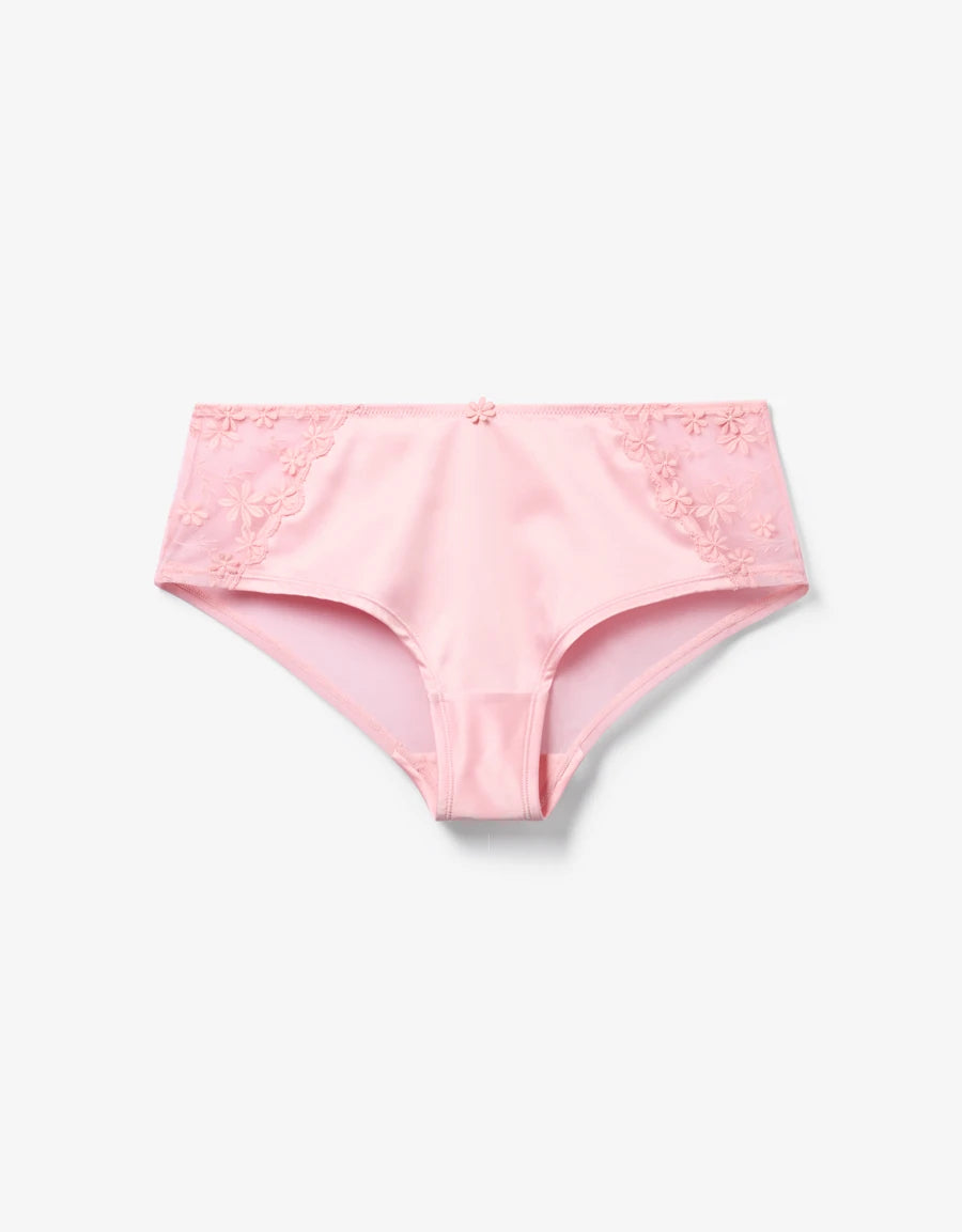 Embroidered Satin Hipster Panty