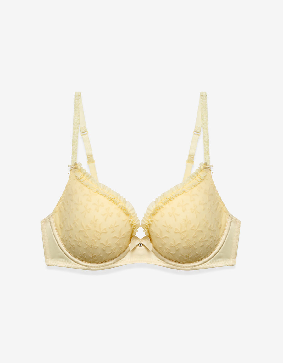 Flock Mesh Bra in Light Yellow