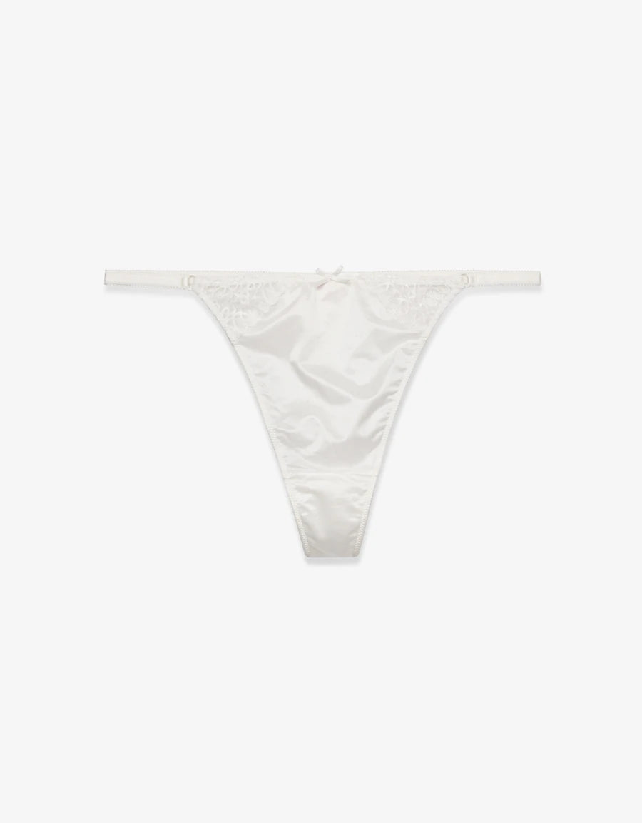 Embroidered Microfiber Thong Panty