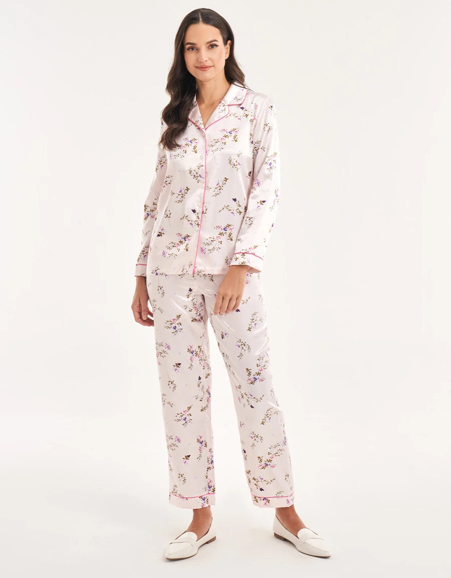 Floral Print Satin Pajama Set