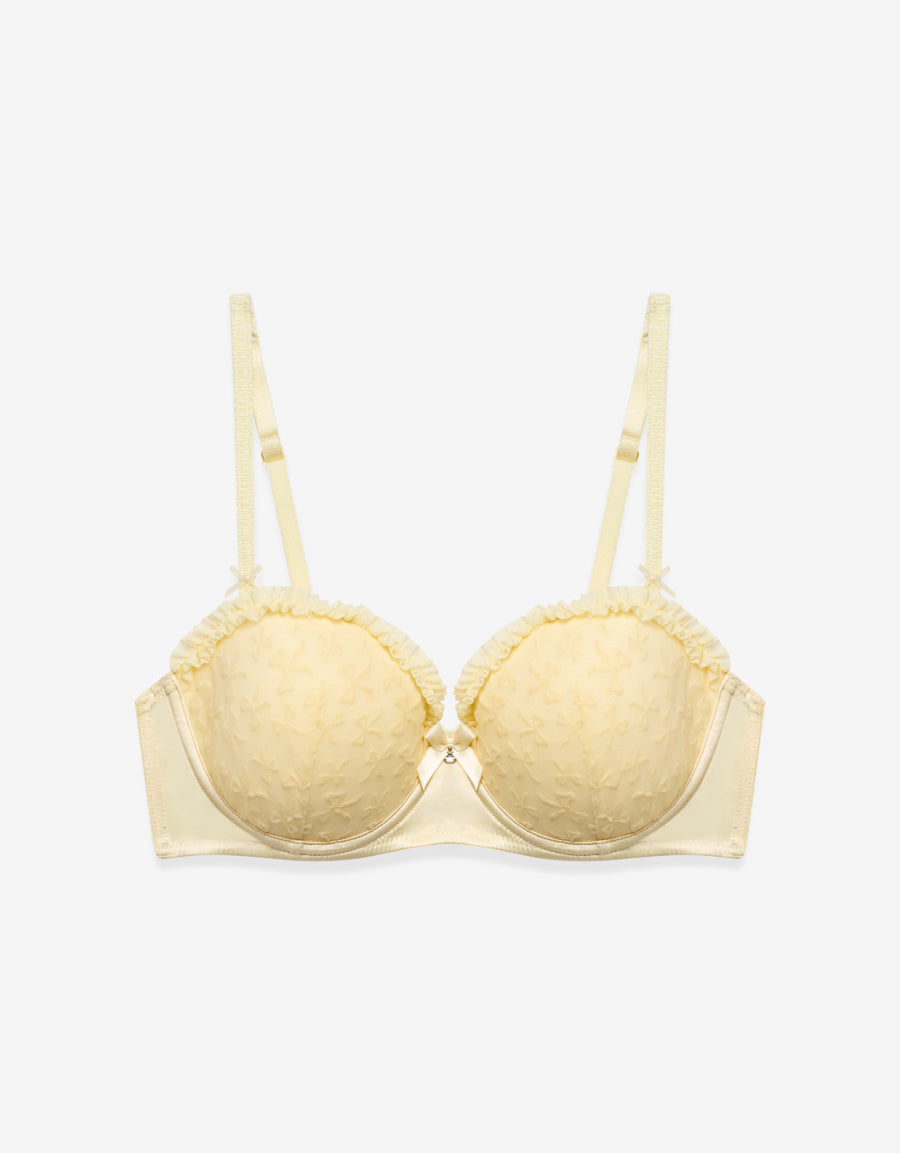 Multiway Flock Mesh Bra in Light Yellow