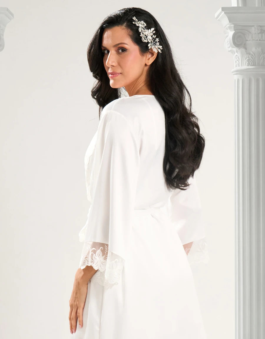 Embroidered Satin Bridal Short Dress Set